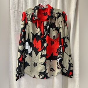 Guess/ Red and Black /button up Top/Size M